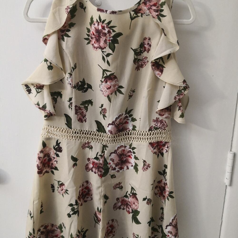 ANTHRO MINE Floral Romper L Boho Coconut Girl Cottagecore Coquette Fairy Dressy